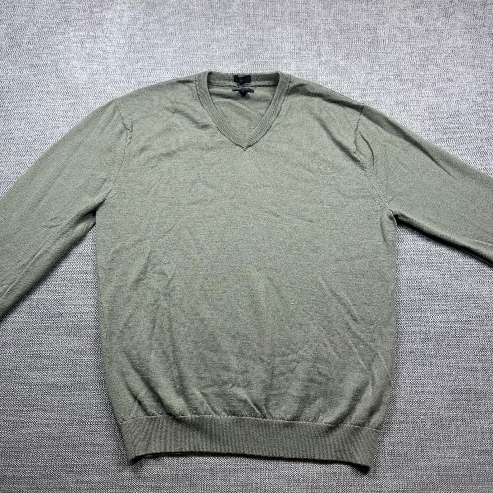 J.Crew Sweater Mens Medium Green Merino Wool Slim V-Neck